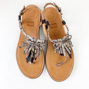 FitFlop Women's Tia Fringe Toe-Thong Sandals Flat
